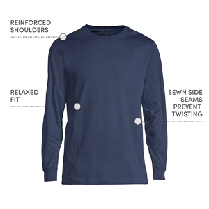 Camiseta de algodón de manga larga para hombre, de color sólido, cuello redondo, corte regular, informal y urbana, tejido de punto tipo jersey. - Product Image 5