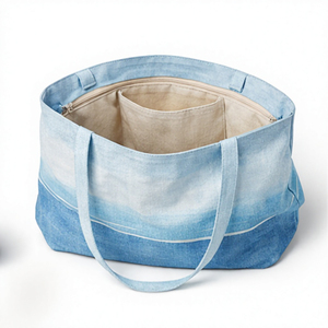 Sacs fourre-tout de plage d'été personnalisés en gros pour femmes, grands sacs à main en toile avec fermeture éclair et poignée d'épaule - Product Image 5
