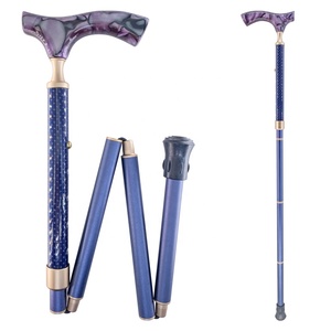 ไม้เท้าอลูมิเนียมพับได้พร้อมหลอดสีน้ำเงินสำหรับการบำบัดฟื้นฟู - Product Image 1