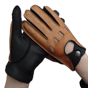 Gants de moto en cuir de vachette imprimé de qualité supérieure, coupe-vent, style rétro, protection pour la course, manches courtes - Product Image 5