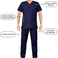 Nouvel arrivage : Ensemble de blouses médicales pour hommes, uniforme d'hôpital, pantalon et haut à col en V, 100% coton molletonné, poche anti-aiguille simple