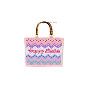 Bolsos Tote Personalizados con Cuentas de Semillas, Diseño de Moda, Asa de Bambú, Estilo Festivo, Bolsos Tote de Pascua, Gran Venta 2026 - Product Image 4