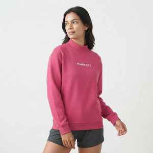 Sudadera rosa de cuello alto para mujer, corte regular, manga larga, estampado de letras, top informal - Product Image 1