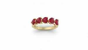 14KT Solid Gold Heart Natural <b>Ruby</b> Half <b>Eternity</b> Wedding & Party <b>Ring</b> - Product Image 2