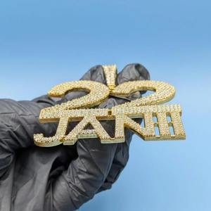 Colgante de Hip Hop con Letra Personalizada de Diamante Moissanita en Plata 925 Chapada en Oro, Joyería Bling Iced Out, Fabricante de India - Product Image 5