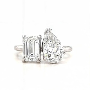 Bague en argent plaqué 925 sertie de diamants, coupe ronde brillante, couleur D, style minimaliste, cadeau de fiançailles pour femmes - Product Image 6