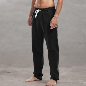 Custom Plus Size Men's Pants Apparel Solid Color Mid Waist <b>Drawstring</b> Linen Long Pant Men Casual Loose Straight Men's <b>Trousers</b> - Product Image 6