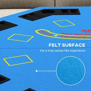 Tavolo da Poker Pieghevole Ottagonale Blu da 47 Pollici con Portabicchieri per Serate di Gioco e Intrattenimento - Product Image 5