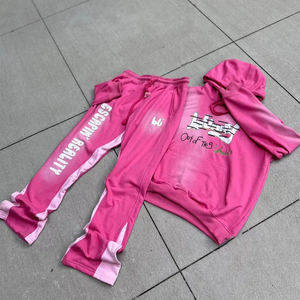 Conjunto Deportivo Oversize para Mujer, Chaqueta con Cremallera Dorada y Pantalones Deportivos de Pierna Recta, Forro Polar, Dos Piezas - Product Image 1