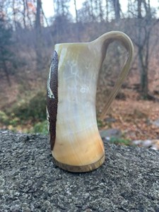 Nueva Jarra Vikinga Auténtica Hecha a Mano de Cuerno de Vaca, Jarra Natural de Cuerno de Buey para Beber Cerveza/Ale/Mead, Ecológica, Estilo Medieval Vintage para el Hogar - Product Image 4