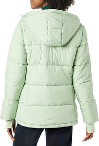 <b>Quilted</b> Hooded Jacket With Button Closure Full Sleeve Winter Women's Outerwear - Product Image 2