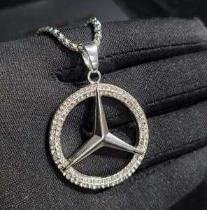 Collar de Lujo con Colgante de Estrella Estilo Mercedes con Incrustaciones de Moissanita, Joyería Hip Hop, Tono Dorado, Brillante - Product Image 3