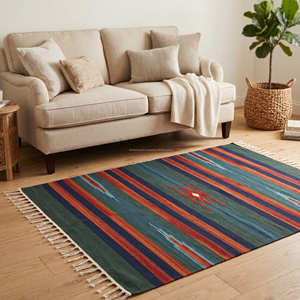 New Arrival Kilim Cotton Rug Foldable Geometric & Striped Pattern Soft Area Kilim Rugs Multi Spaces Use Rugs for <b>Kitchen</b> Bedroom - Product Image 4