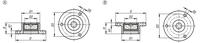 Niveau à bulle rond K1154 avec bride de montage D1=28 H=14, Forme: Laiton, Composant: Polyamide, D=40, E30'