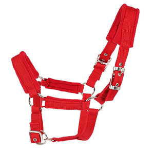 Harnais de cheval tissé rouge avec sangles réglables et boucles métalliques pour l'équitation - Product Image 1