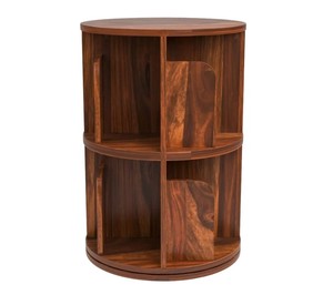 Wholesale 360 Degree Rotating Solid Wood Bookshelf 2-Tier Tabletop Book Organizer Desk <b>Bookcase</b> | Pindel Handicraft - Product Image 5