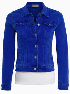 Veste en jean premium pour femme, style vintage streetwear, broderie personnalisée, veste en jean bleu décontractée pour femme - Product Image 1