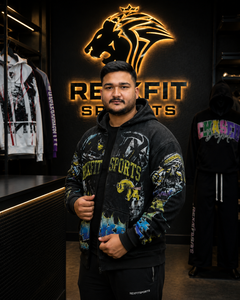 REXFITSPORTS 2026 Custom <b>Black</b> Full Zip Graphic <b>Hoodie</b> 280–300 GSM Cotton Polyester Fleece All Over Print Streetwear <b>Hoodie</b> - Product Image 4
