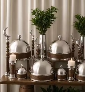 Ensemble de casseroles en céramique de luxe moderne, antiadhésif, en acier inoxydable, avec couvercle, poignées décoratives dorées, design oriental - Product Image 6