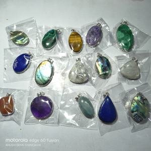 Bijoux de mode classiques 2026, cristaux et pierres précieuses assortis, formes variées, sertissage clos, breloques en quartz rutile, argent, unisexe - Product Image 6