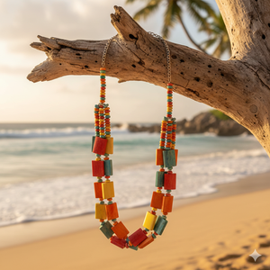 Collar de Hueso Anamnesis Epoch Hecho a Mano, Joyería Colorida de Triple Hilo con Acabado Satinado de Origen Ético y Sostenible - Product Image 5