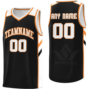 Camiseta de Baloncesto Personalizada, 100% Poliéster, Impresión Digital, Negra y Blanca, Malla sin Mangas, Cuello en V, Unisex, para Adultos, Nombre y Número del Equipo - Product Image 4