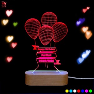 Best Selling 3D Illusion LED Lamp <b>Balloon</b> Shape Design Colorful Acrylic Night Light Romantic Home Decor For Gift For Sale - Product Image 1