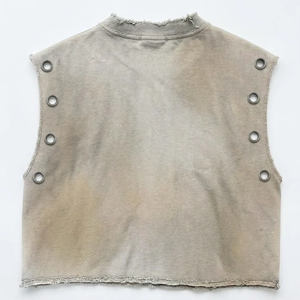 Custom Acid Wash Distressed Printed Tank <b>Top</b> Heavyweight Boxy Fit New Trendy Streetwear Style Sleeveless 100% Cotton Quick Dry - Product Image 3