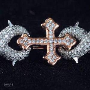 Colgante Iced Cross Link de Moissanita VVS1, Plata de Ley, Lujo Hip Hop, Joyería Unisex para Fiesta - Product Image 1