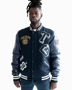 Custom Embroidered <b>Men's</b> Varsity <b>Jacket</b> Lightweight Wool and Fabric Streetwear Style with Leather Sleeves for Winter - Product Image 1