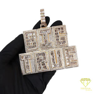 Collar con colgante de letra personalizada con diamante cultivado en laboratorio de lujo y cadena cubana brillante, joyería personalizada. - Product Image 6