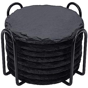 Sous-verres carrés en ardoise noire naturelle personnalisés, ensemble de sous-verres en pierre résistants à la chaleur, tapis de protection pour tasses, pour la décoration de la maison, du bar et du restaurant - Product Image 4