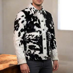 Original Cowhide Cowboy <b>Men's</b> <b>Suede</b> Leather <b>Jacket</b> Premium Quality Waterproof Breathable Customizable Autumn Winter - Product Image 4