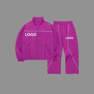 Custom 100% Nylon Windbreaker Tracksuit Reflective Piping <b>Jacket</b> and Pants Jogging Sportswear Set - Product Image 3