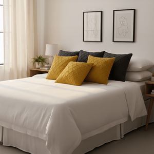 SOGA Ensemble de 6 housses de coussin décoratives de 45 cm, 3 jaunes soleil en tricot losanges et 3 gris anthracite en tricot torsadé - Product Image 5