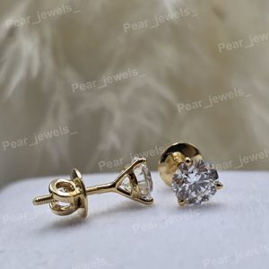 Boucles d'oreilles classiques en argent 925 plaqué rhodium avec moissanite brillante, pour femme, usage quotidien, serti à griffes, fermeture à vis sécurisée - Product Image 3
