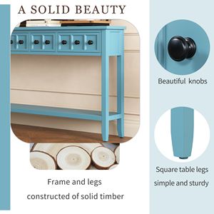 Rustic 60\" Long Entryway <b>Console</b> <b>Table</b> with Two Different Size Drawers and Bottom Shelf for <b>Storage</b> - Product Image 6
