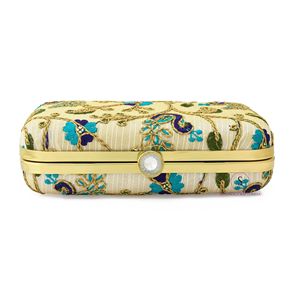 Pochette de soirée brodée motif paon royal, style fait main, en soie, pour mariée, avec boucles de chaîne, vente en gros - Product Image 5