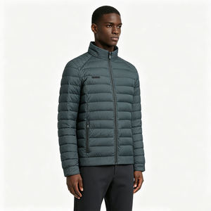 <b>Men's</b> Lightweight Puffer <b>Jacket</b> Stand Collar Custom Velcro Logo Quilted Winter Coat <b>Warm</b> Windproof Outerwear for Daily & Outdoor - Product Image 4