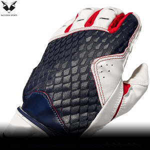 Gants de frappe de baseball en cuir pour gaucher, en tissu extensible, couleurs et marquage personnalisables, avec fermeture auto-agrippante - Product Image 4