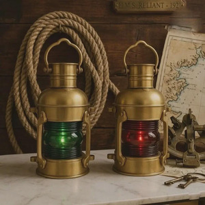 Lanterne Nautique en Laiton ARBAN INDUSTRIES, Lampe à Huile Vintage pour Bateau, Plaqué Or, Lumière Marine, Verre Rouge et Vert pour la Décoration de la Maison et de l'Hôtel - Product Image 3