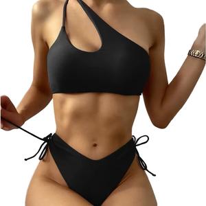 Conjunto de Bikini de 2 Piezas con Tanga Sólida para Mujer, Traje de Baño Ecológico 2024 para Playa - Product Image 5