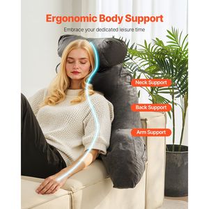 Large Bed & Reading <b>Pillow</b> with Removable Headrest Washable Short V Shredded <b>Memory</b> Foam 3 Pockets for Bed Rest & Reading - Product Image 4