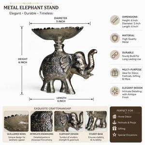 ชามรูปช้างแกะสลักโลหะสีเงิน |   ของตกแต่งโต๊ะงานแต่งงานแบบดั้งเดิมทำมือ - Product Image 5