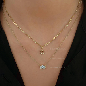 Half Bezel Lab Diamond <b>Necklace</b> 14K Gold Diamond Station <b>Necklace</b>, Minimalist Floating Diamond <b>Necklace</b> Dainty Everyday Jewelry - Product Image 4