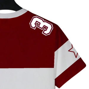 Camiseta Deportiva Sublimada Roja y Blanca para Hombre, Manga Corta, Transpirable, de Secado Rápido, 100% Poliéster, para Entrenamiento Atlético, Informal, Talla XL - Product Image 4