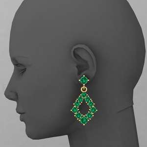 Pendientes colgantes de plata 925 chapados en oro de 18k con cuarzo esmeralda verde, piedra de nacimiento de mayo, estilo Art Deco, engastados con puntas, diseño floral, regalo para mujer - Product Image 5