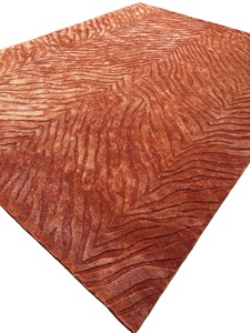 Alfombra de Seda Ondulada Color Naranja Quemado – Alfombra de Lujo Hecha a Mano - Product Image 5