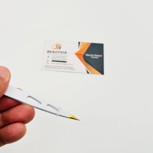 Pinzas Profesionales de Acero Inoxidable para Cejas, Punta Puntiaguda para Depilación, Logotipo Personalizado, Herramientas Cosméticas Blancas y Doradas - Product Image 5