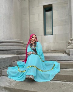 Premium Lightweight Long Sleeve Chiffon Afgani Kuchi Dress Girls Ethnic Vintage Handmade Embroidery Flowing Modest <b>Design</b> All - Product Image 5